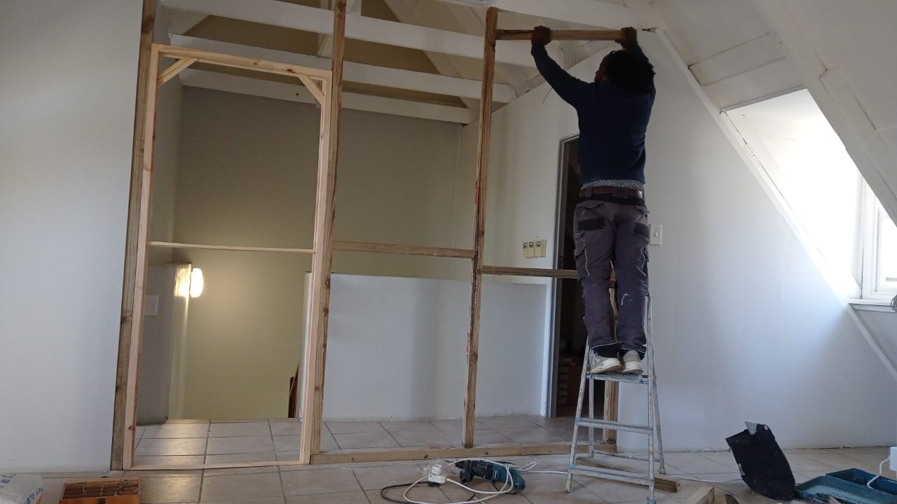 Interior renovation — partition wall framing