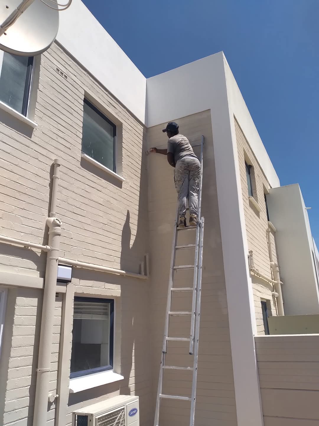Exterior painting on ladder