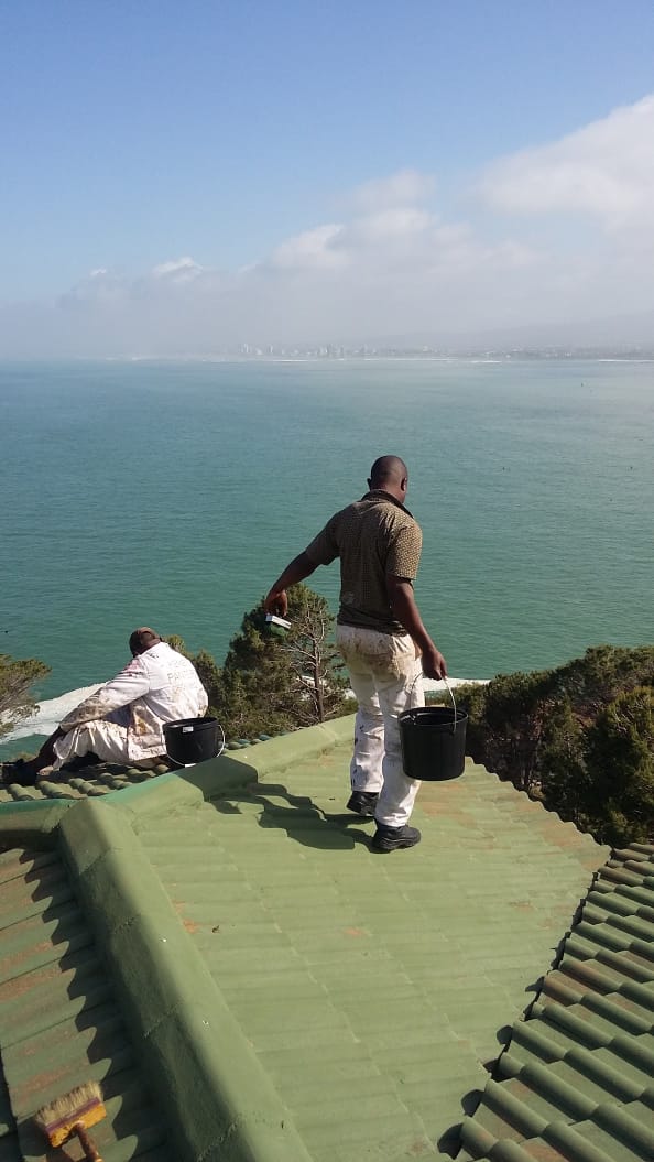 Roof painting with sea view — Gordon's Bay